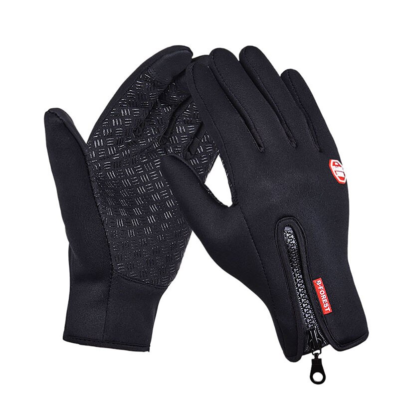 Winter Brand Conductive Gloves Screen Windproof Waterproof Thermal Outdoor Ski Leisure Camping Thermal Bike Gloves: Black / M