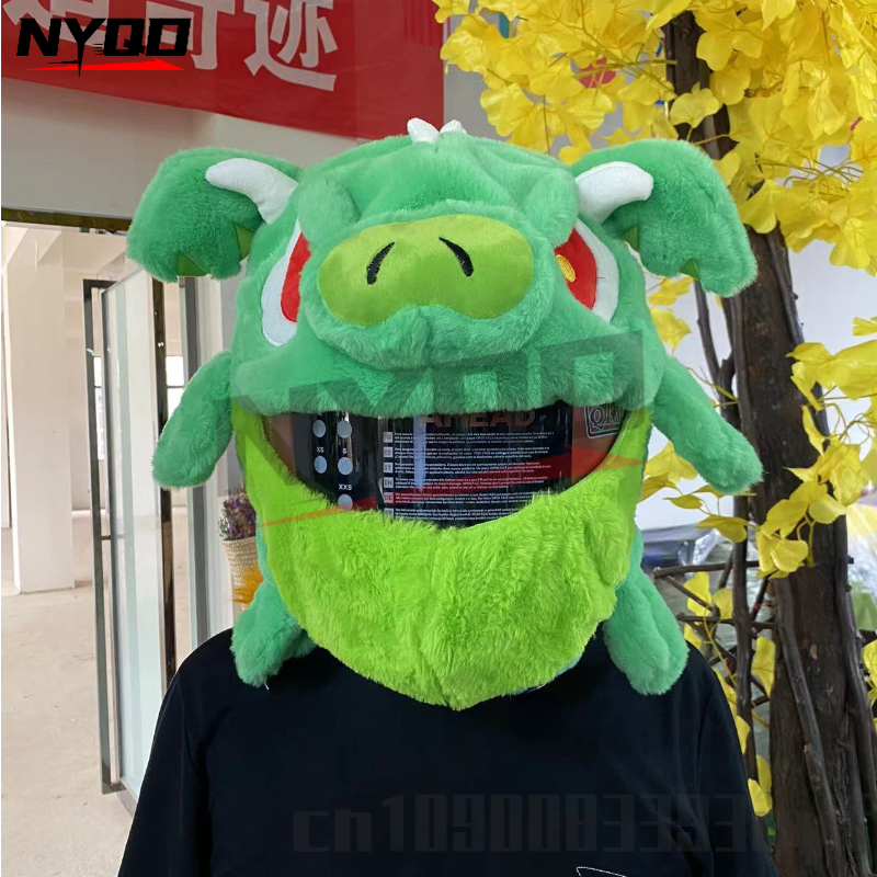 Cubierta para casco de motocicleta, cubierta para casco de dragón volador de animales de peluche de dibujos animados, protección contra el polvo, divertida funda para casco, accesorios para motocicleta