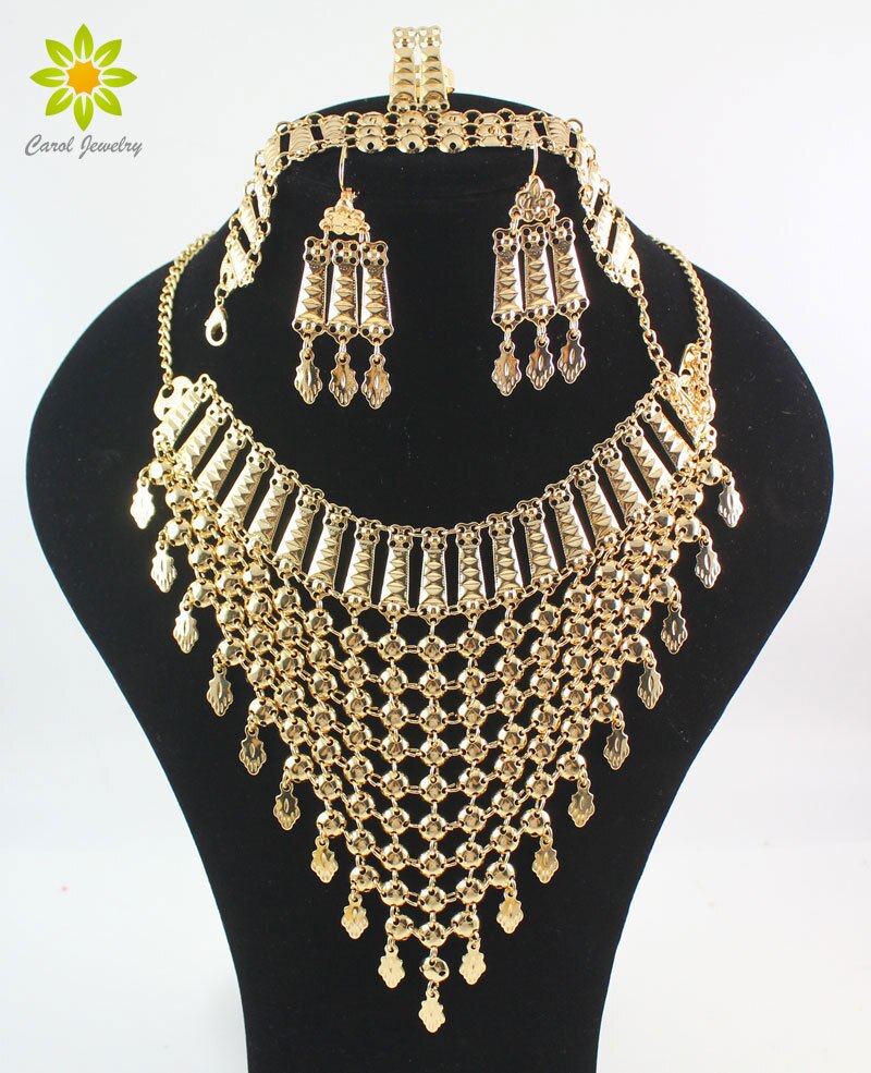 2020 novo design dubai ouro cor moda casamento nupcial acessórios traje colar conjunto africano traje conjuntos de jóias