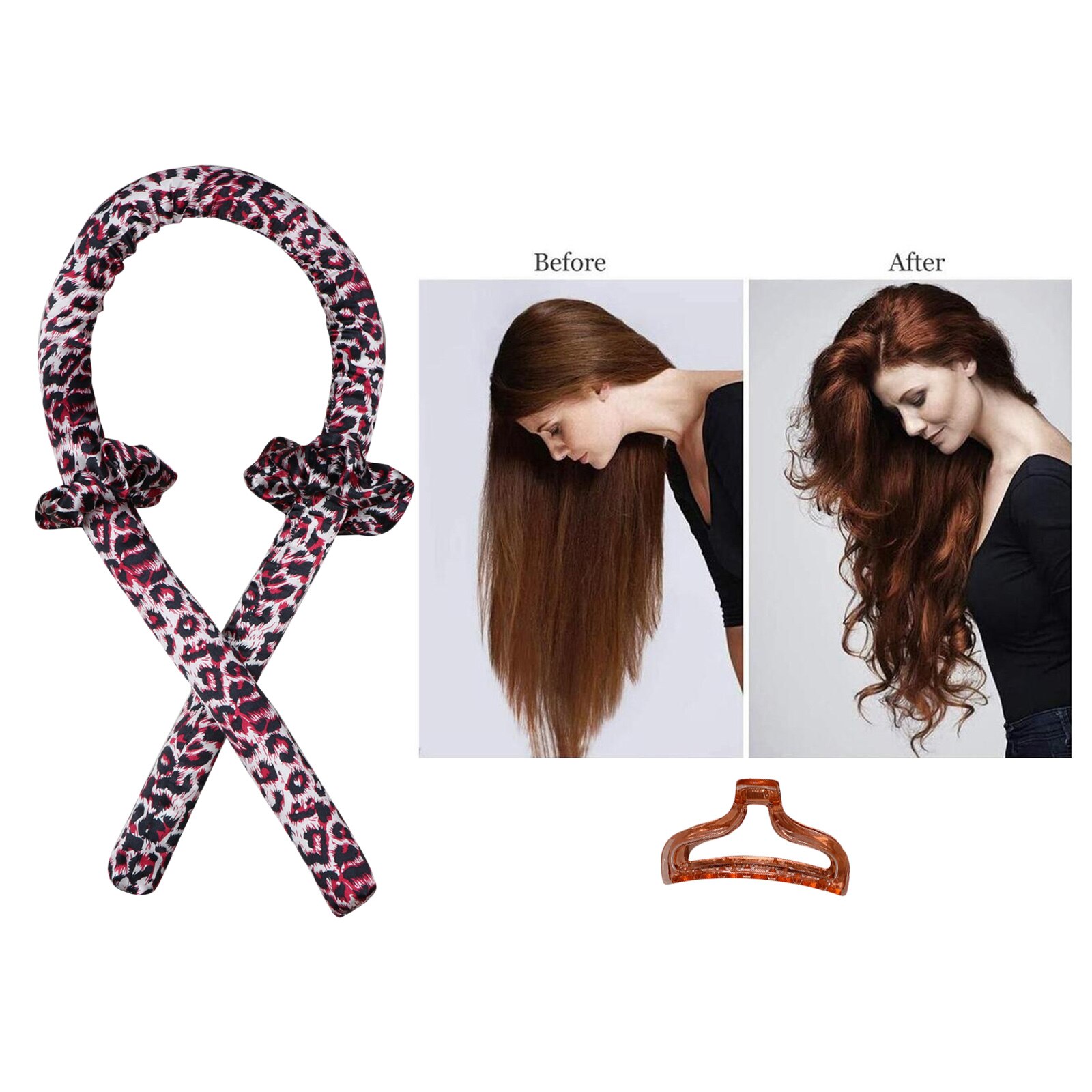 Heatless Curling Rod Headband No Heat Curls Hair Rollers Sleeping Soft Headband Hair Curlers Hair Styling Tools: Red Leopard