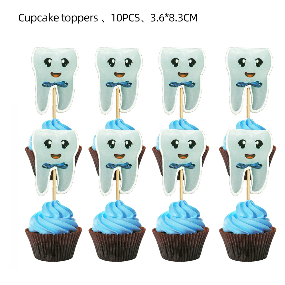 1set Boy/Girl My First Tooth Party Decor Supplies Disposable Tableware Paper Plates Cups DIY Baby Shower Birthday Tooth Balloon