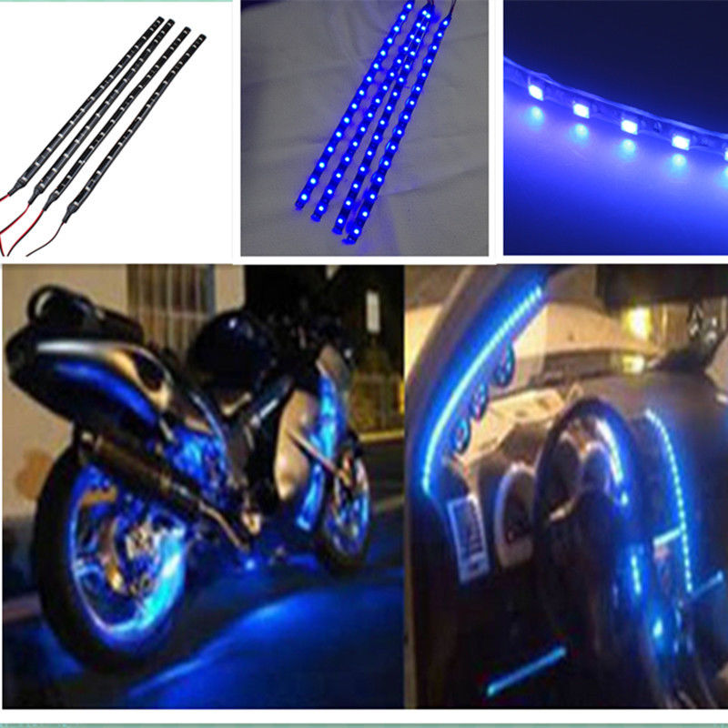 4 Stuks Motorcycle Decoratieve Lamp 30Cm Blauwe Kleur Waterdichte Verlichting Strip Licht Voor Motor Motorfiets Decoratieve Lamp Strip