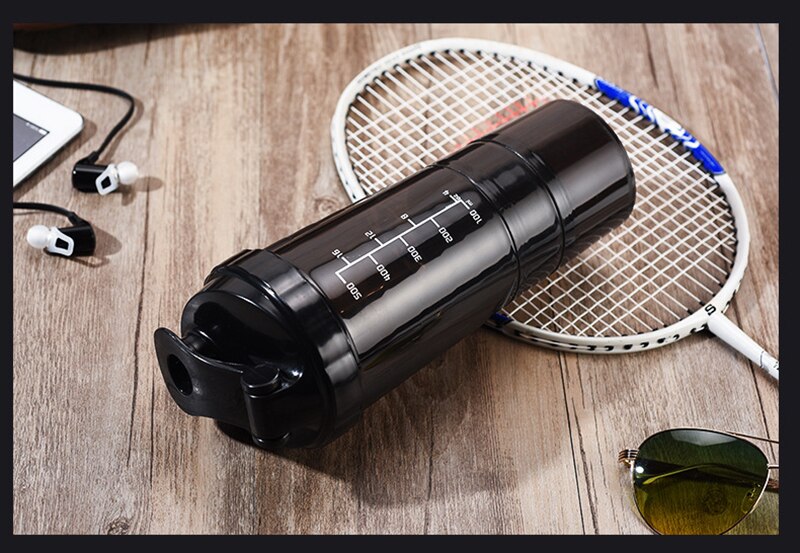 Batido de proteína en polvo, vaso para batidos, deportes, botella de agua, hervidor ciclónico, tazas a escala, café, té de la leche: Black