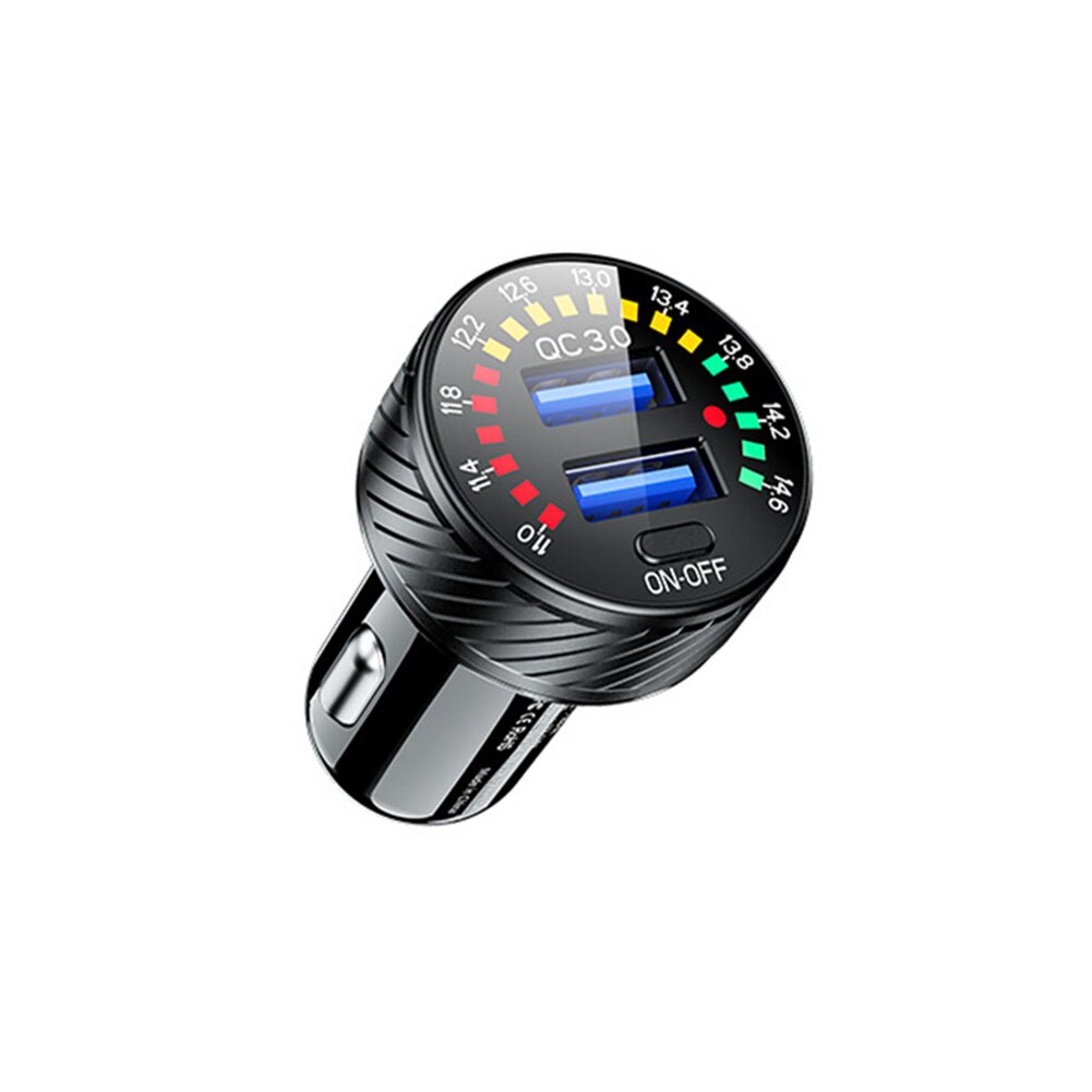 Car Charger Dual USB Socket Phone Fast Charging W/LED Voltmeter ON OFF Switch Support QC 3.0 Fast Charging Support Dc 12-24v