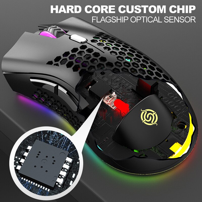 2.4G Wireless Mouse RGB Light Honeycomb Gaming Mouse Rechargeable USB Desktop PC Computers Aouse Laptop Mice Gamer 2022 Cute