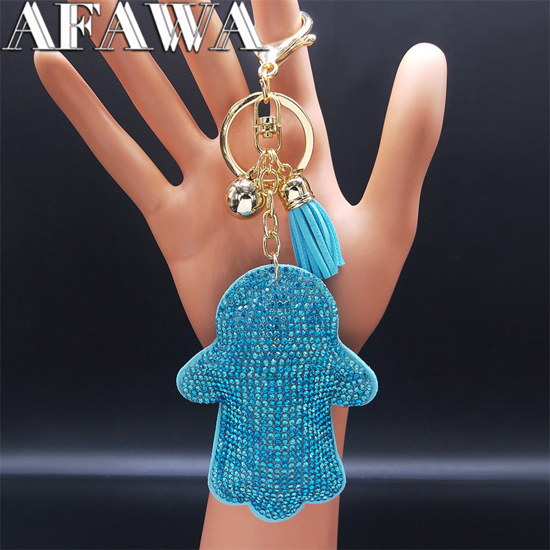 Llaveros de cristal con ojos de pavo, anillo para mujer, llavero de Color azul dorado, accesorios para bolso, joyería, llaveros para mujer: Oro marfil