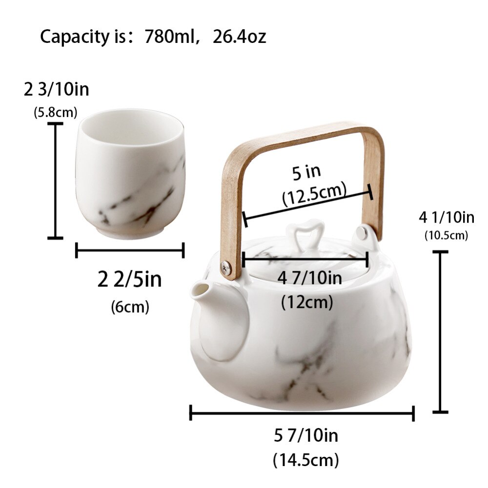 Japanese Classic Marble Ceramic Tea Set with Flowe... Grandado