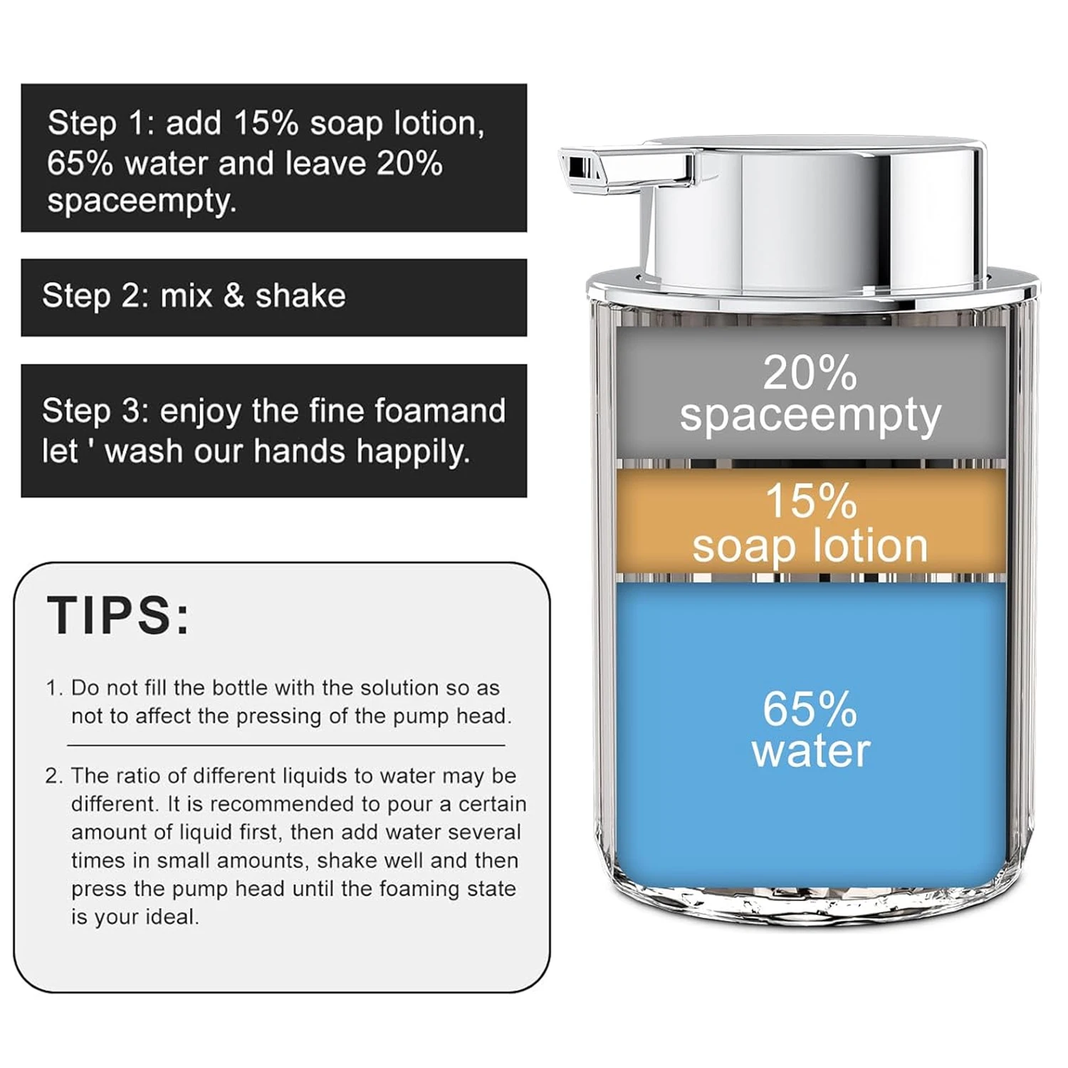 Hender skummende såpedispenser til dårlig flytende såpe mousse flaske påfyllbar kjøkken trykk-type oppvaskmiddelbeholder