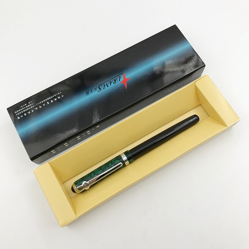 Pluma estilográfica Duke Punta fina de 0,5mm, bolígrafos de de negocios de punto de iridio metálico para hombres y mujeres con estuche de bolígrafo, 1 unidad/lote, suministros de oficina: green black
