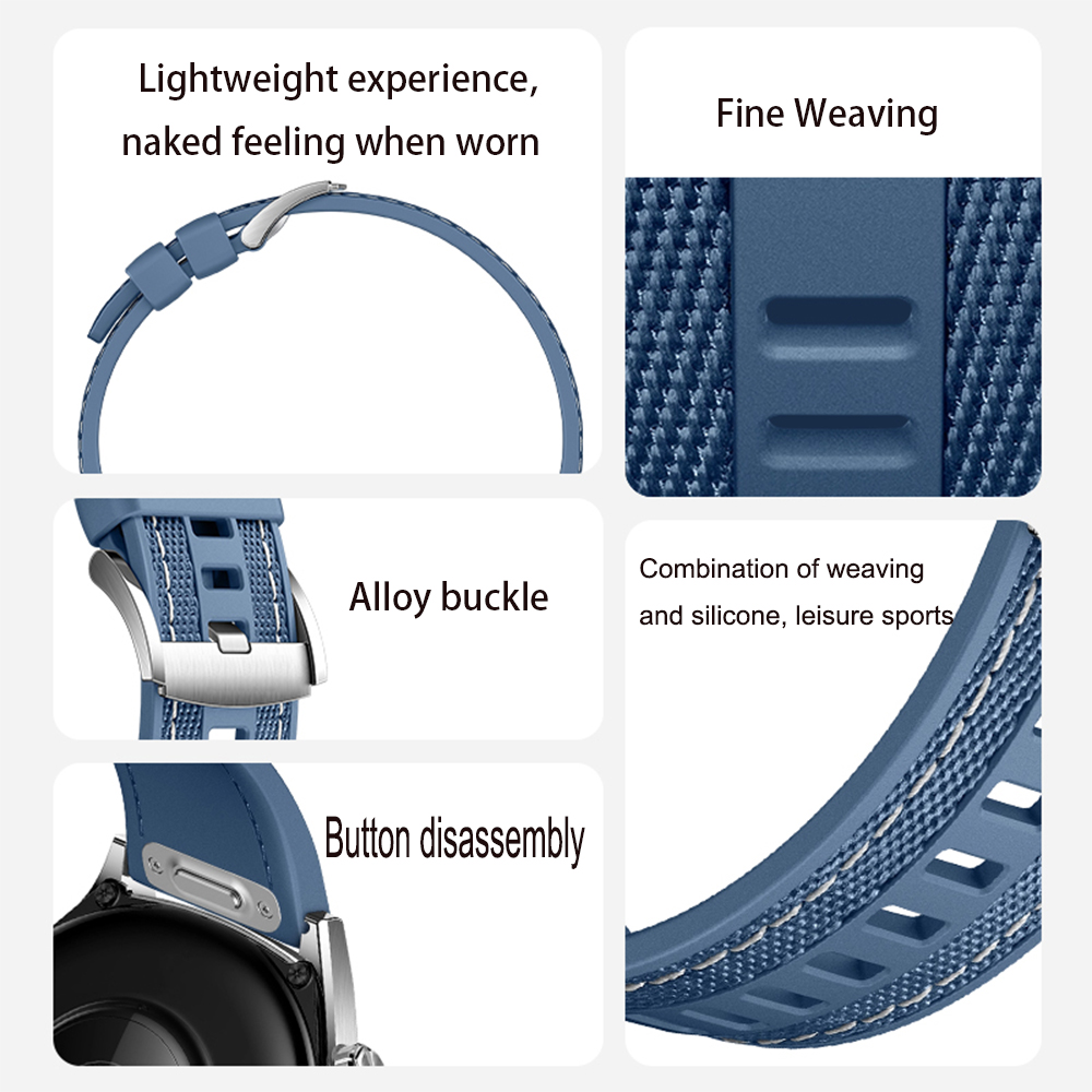 Silikonvävt armband för oneplus watch 2 3 22mm push-on armband för oneplus watch 3/2/2r 22mm män kvinnor armband