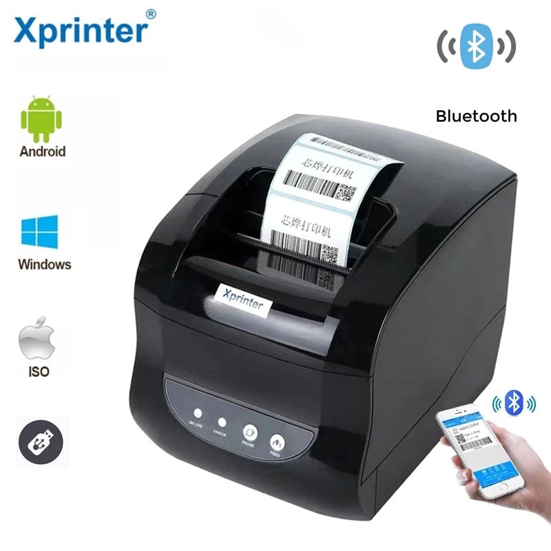 Xprinter Bluetooth Ontvangsten Barcode Label Printer Sticker 58Mm 80Mm Thermische Printer Voor Mobiele Android Iso Windows Linux Syster