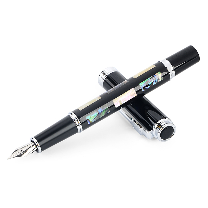 Ceramic Plum Blossom Iraurita Fountain Pen Wood Shell Metal Silver Fine Nib 0.5mm Pens Ink Writing School Office: Shell