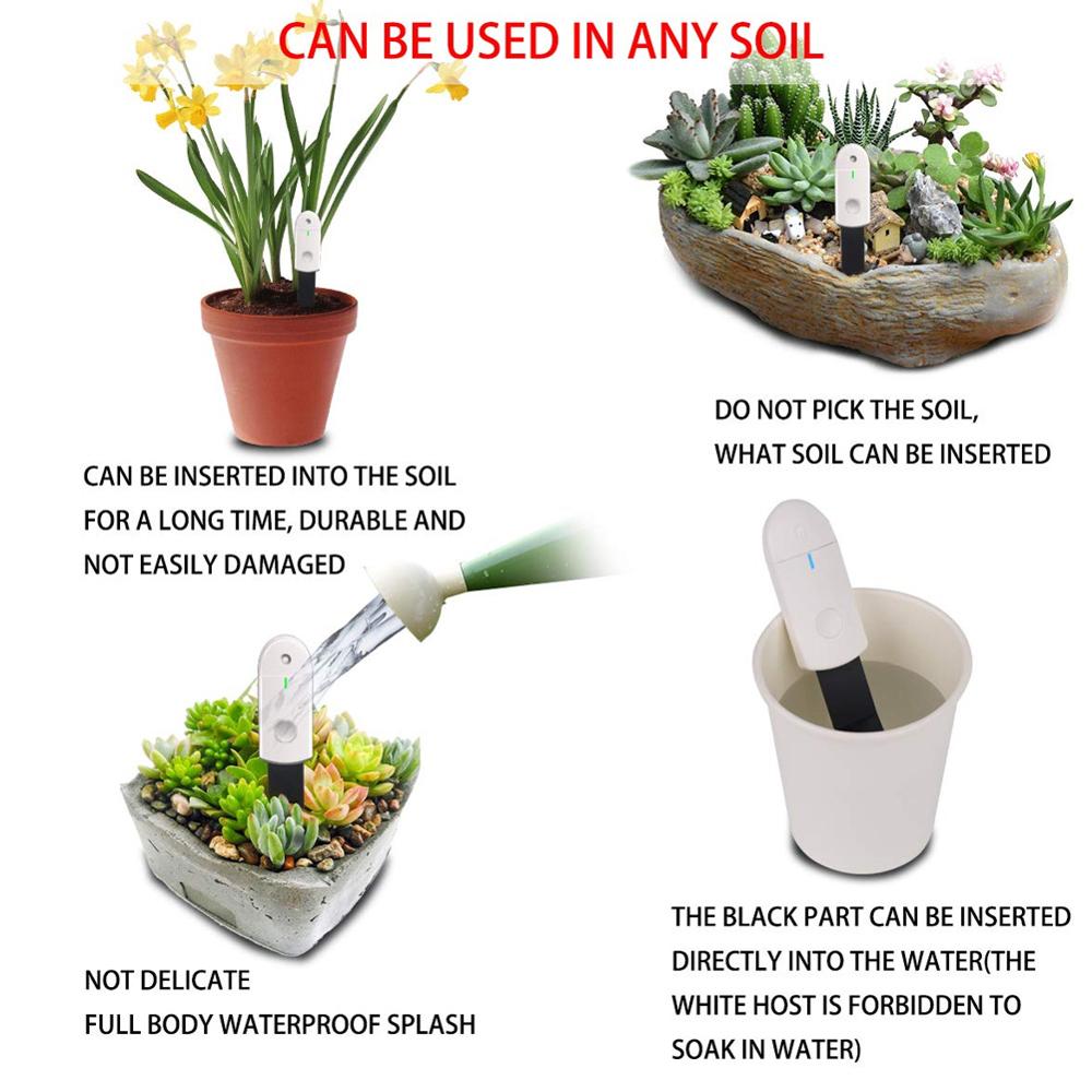 Gardening Plant Flower Sensor Monitoring Soil Moisture Sensor Monitor Waterproof Compact Indicator Light Soil Hygrometer Indoor