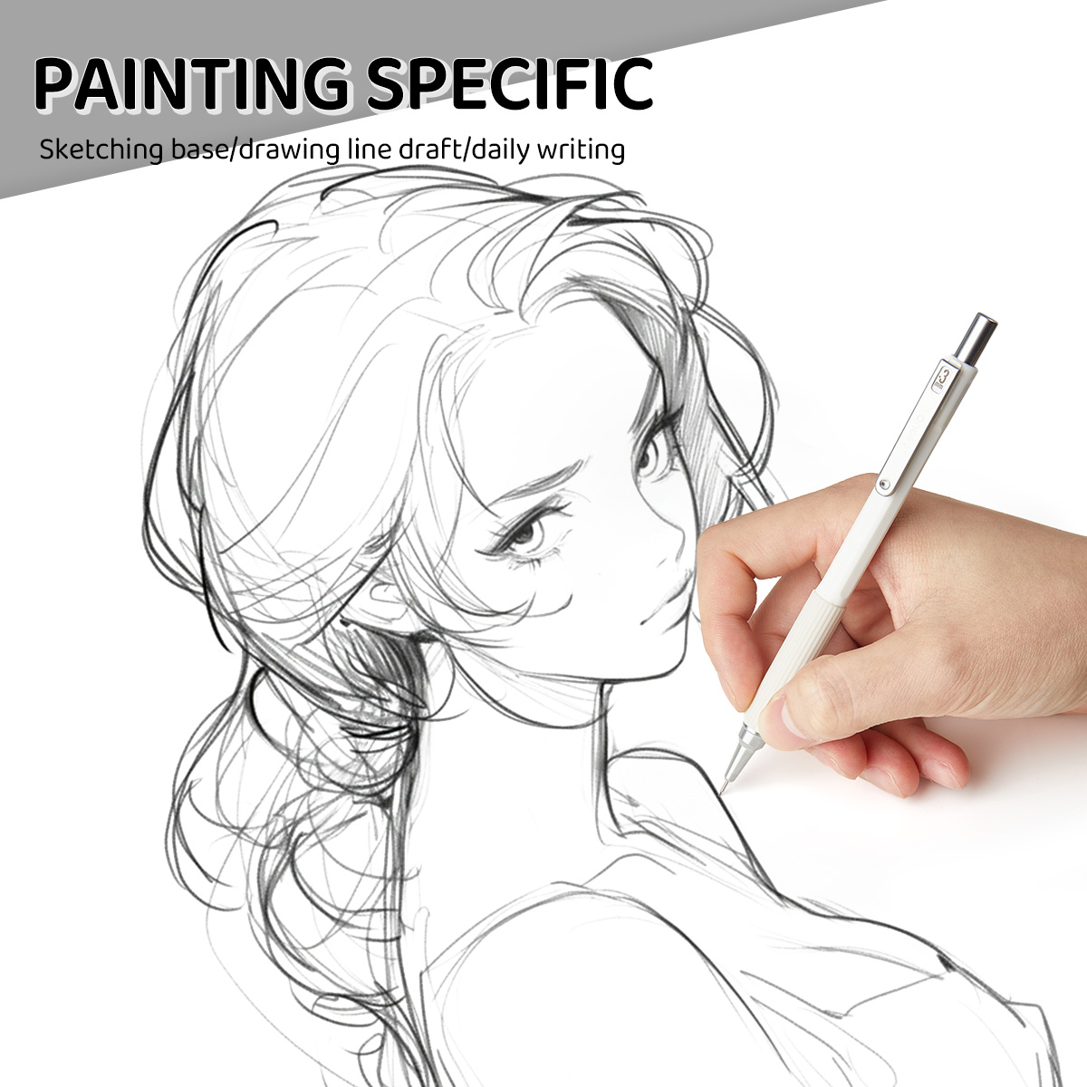 impostato di matite automatiche (1 penna + 1 mina), 0,3 mm/0,5 mm/0,7 mm, per disegnare, scrivere quotidiane, materiale scolastico, regali natalizi
