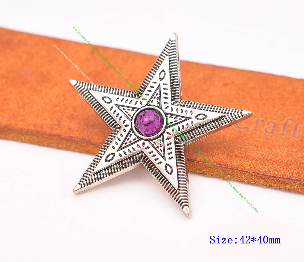 10 Stk/set Antiek Zilver Western Cowboy Bloem Ranger Ster Leathercraft Riem Zadel Accessoires Paars Bead Concho Screwback