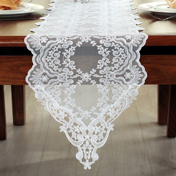 White/Black Lace Table Runner Embroidery Table Runners Modern Home Decor Table Decor Cover chemin de table mariage: 30*250cm / White