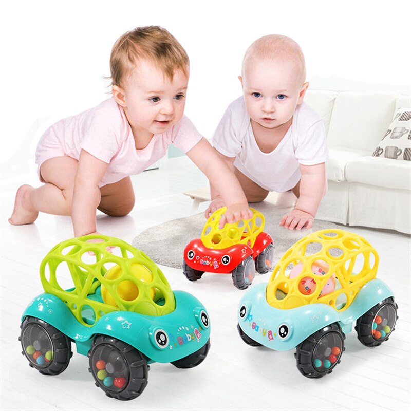 Newest Inertial Car With Bells Baby Rattle Safety Teether 2 Colors Children Birthday Toy