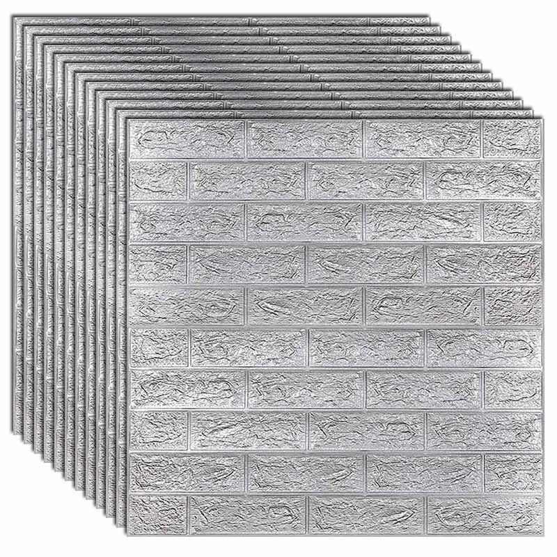 Novelty Wall Stickers Home Wall Decoration Pe Foam Self-Adhesive Wall Panel White 3D Brick Pattern Wall Sticker Wallpaper (10pc): A / 10pcs