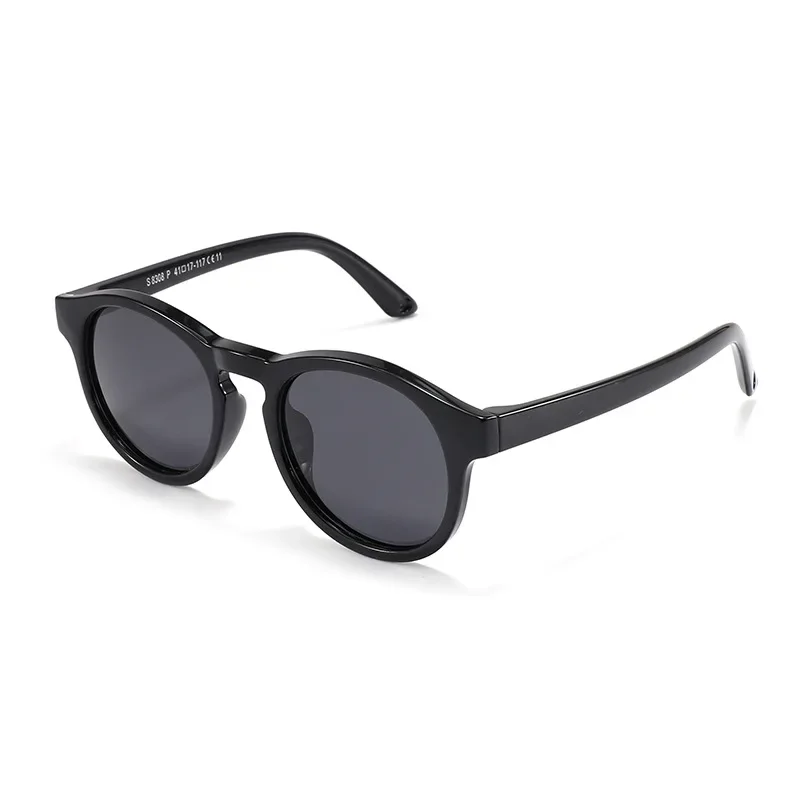 Modische erste Sonnenbrille für Babys mit Riemen, rund, flexibel, UV400, polarisiert, für Kleinkinder Ich bin ändern von 0–3 Jahren: Schwarz