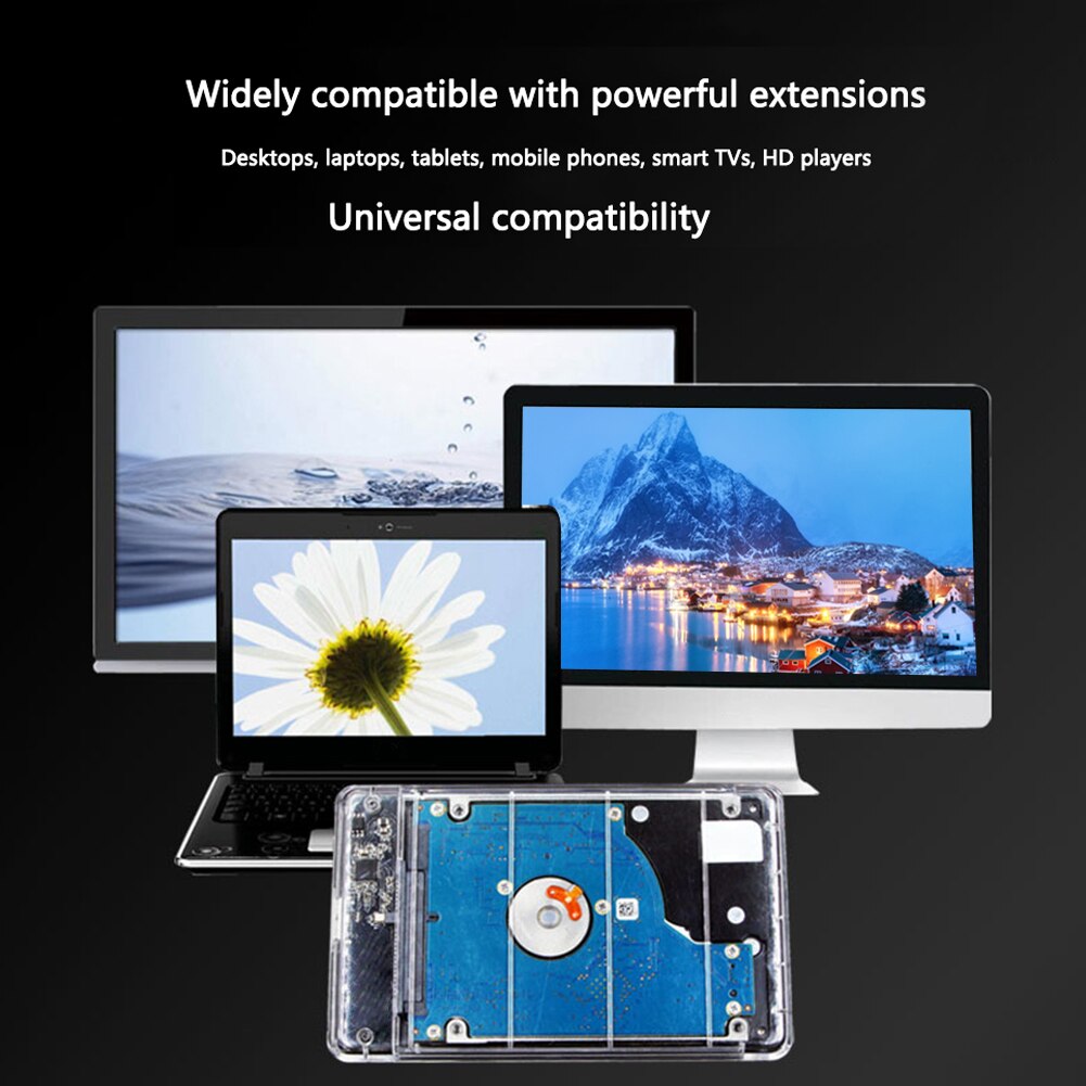 2.5 inch Transparent HDD SSD Case SATA III to USB 3.0 Hard Drive Disk Enclosure Support 6TB Mobile External HDD for Laptop PC