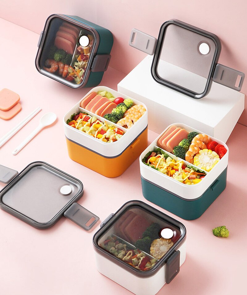 Simple Lunch Box Can Be Heated In A Microwave Oven, Carrying A Lunch Box With Cutlery Set, Office Worker, Student