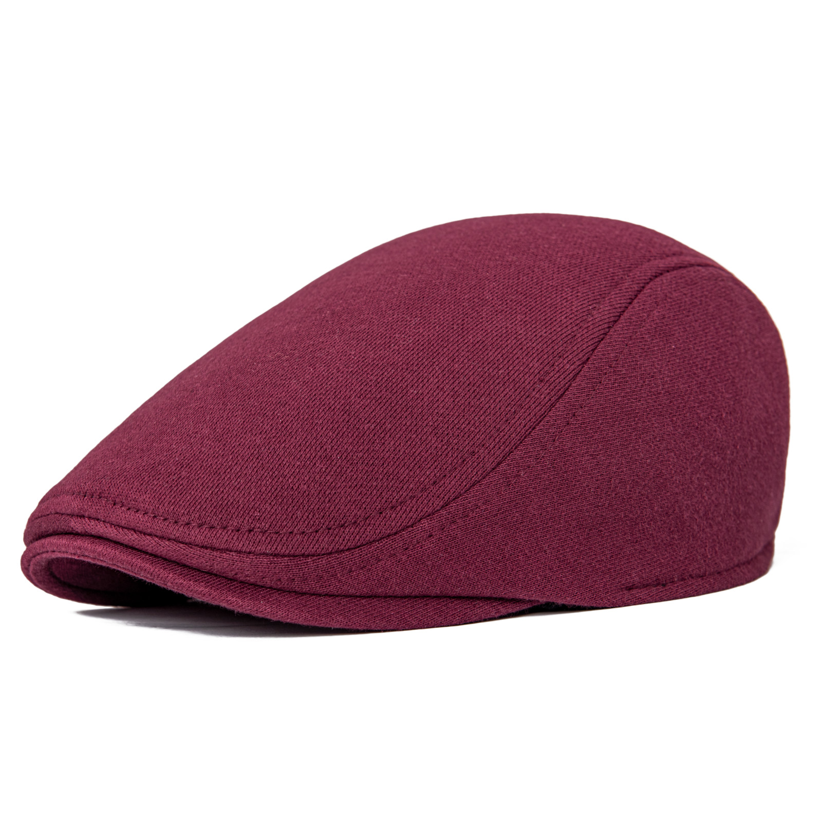 VOBOOM – casquette plate en coton pour homme et femme, chapeau de chauffeur de taxi, Vintage, doux, décontracté, boulanger, livreur de journaux: Burgundy