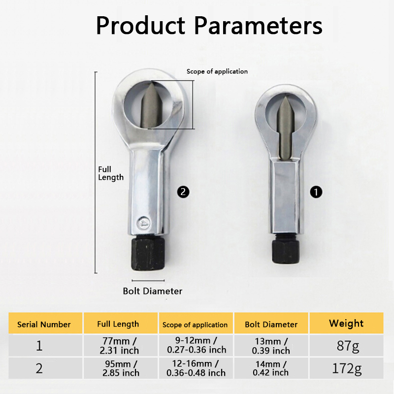 Toolay metalmøtrik splitter krakker manuel tryk rustet korroderet skrue møtrik knækker fjerner udtrækker værktøj 9-12mm/12-16mm