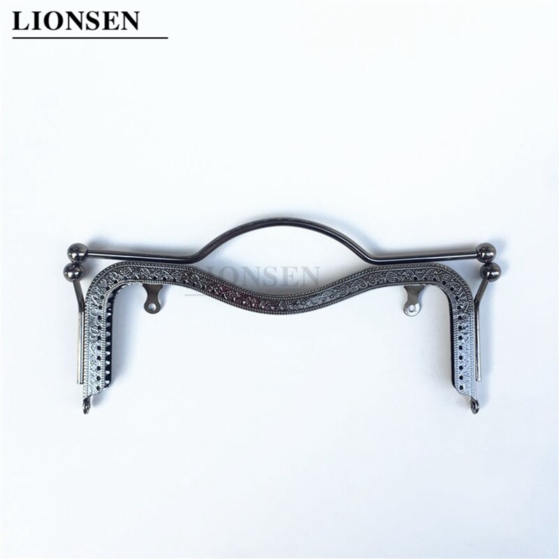 LIONSEN 20.5CM Lip-shaped Metal Purse Frame Handle Clutch Bag Accessories Kiss Clasp Lock Bronze Embossing HandBag Hardware