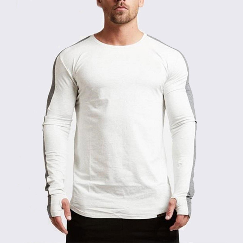 Moomphya streetwear side stripe herre t-skjorte tommelhull mansjetter t-skjorte menn hip hop t-skjorte morsomme t-skjorter slim fit t-skjorte homme