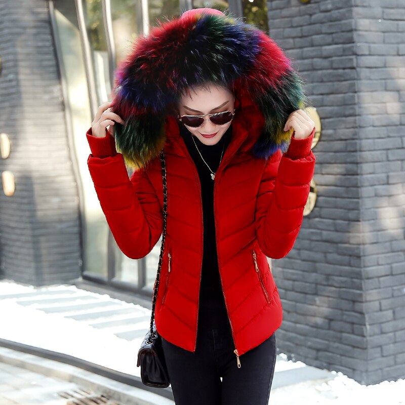 Parka vestes en duvet pour femme, manteaux, blouson femme multicolore, col en fourrure artificielle, à la , veste d'extérieur