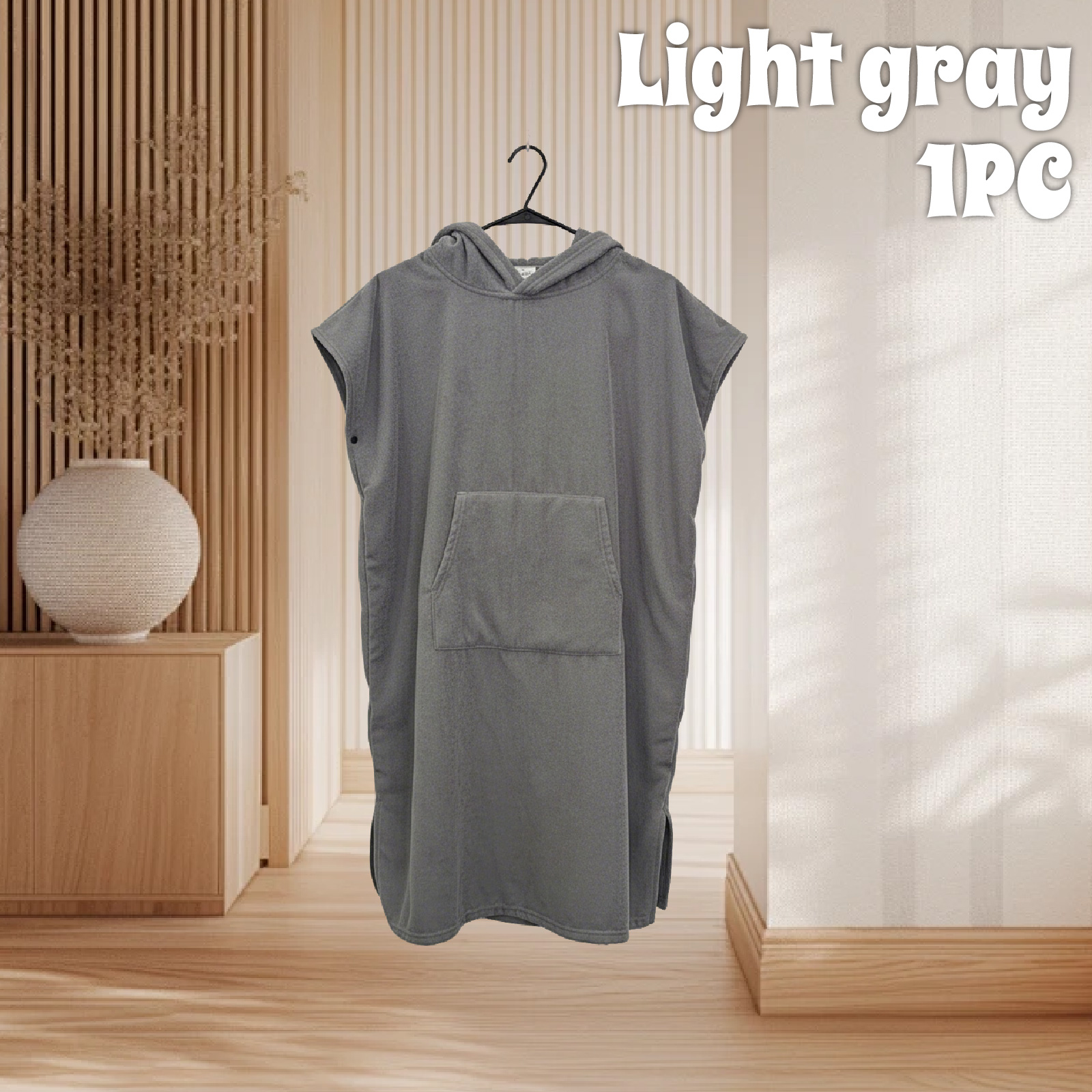 Schnelltrocknender surfponcho für erwachsene, handtuch-kapuzenpullover, mikrofaser-strandmantel, umkleideponcho, badehandtuch für Höhle Strand: Hellgrau
