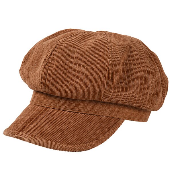 USPOP gorros de invierno gorras de pana gruesa jacquard octogonal sombreros color sólido visera vintage gorras: Camel