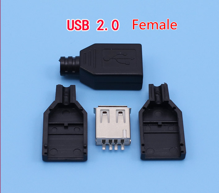 1 paar USB Connector Mannelijke & Vrouwelijke DIY 2.0 Micro Connectoren Opladen Socket Micro USB Plug Staart Zwart plastic Cove