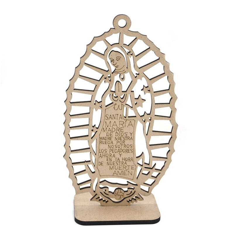 Houten Uitsparingen Guadalupe Opknoping Ornamenten Gebed Aandenken Kerstboom Decor