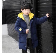 Boys thicker coat coat winter long down pants in the large children's children's cotton jacket children's clothing: 90  navy blue / 12