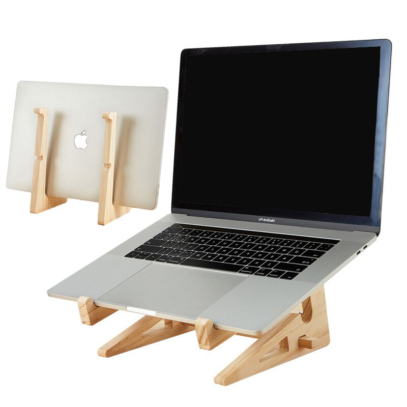 Suporte aimusly vertical para notebook, suporte de madeira com aumento de altura para armazenamento, para macbook 13, 15 polegadas e base de resfriamento