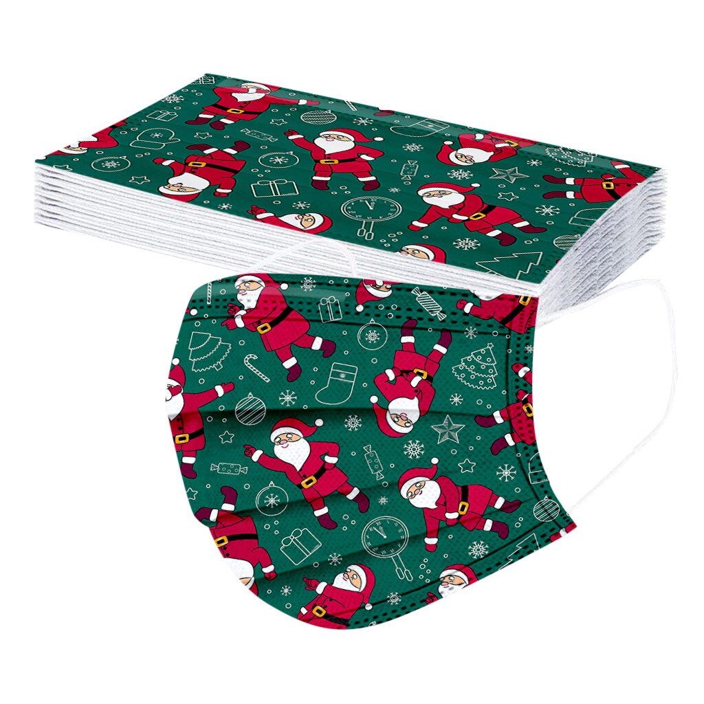 25# 10pc kindermaskers met kerstprint, wegwerpmaskers, stofdicht masker, anti-stofmaskers met oorlussen en oorlussen.: I