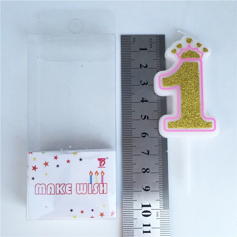 Happy Birthday Cake Topper Number Candle 0-9 Sliver Pink/Blue Cake Crown Children Birthday Grft Party Cake Decoration