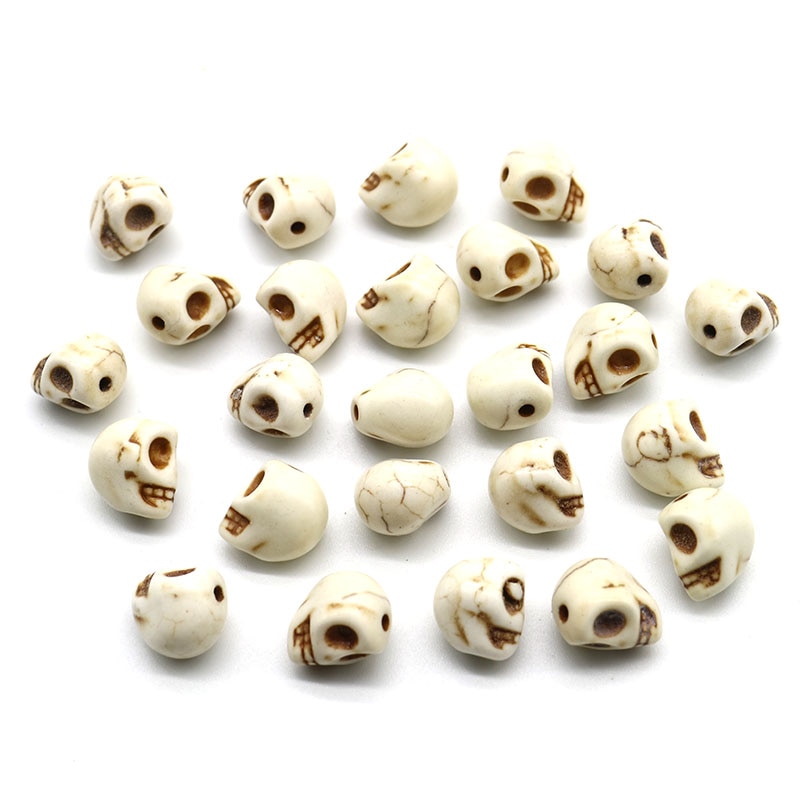 Cuentas de piedra Natural a la de 10MM, cuentas de calavera de howlita, amuleto de cuentas sueltas al por mayor para hacer joyería DIY