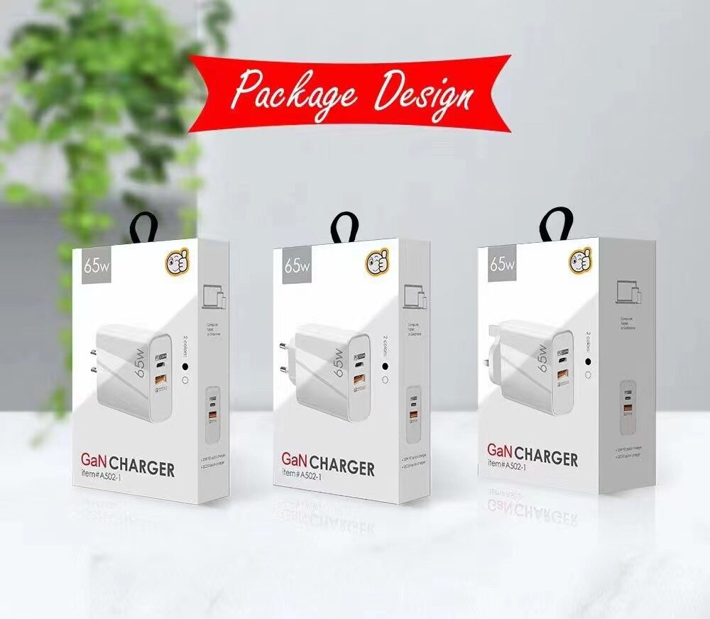 65W GaN caricabatterie USB C adattatore Multi estensione PD 3.0 per Iphone 13,12 MacBook Laptop Wall Charge UK US EU Plug Charge Port