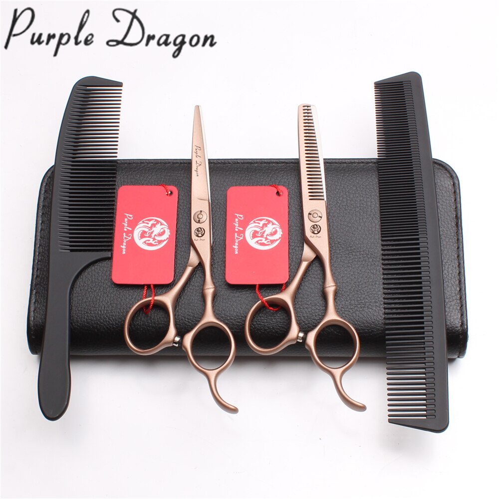 6In. 17.5cm 440C Purple Dragon Rose Gold Hairdressing Scissors Thinning Shears Cutting Scissors Hair Scissors Z9030