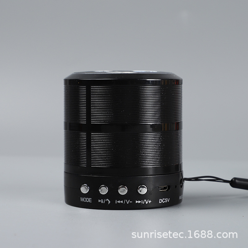 Tragbarer mini-stereo-lautsprecher ws -887 mit bluetooth, kleinem subwoofer aus metall und stahl: Schwarz