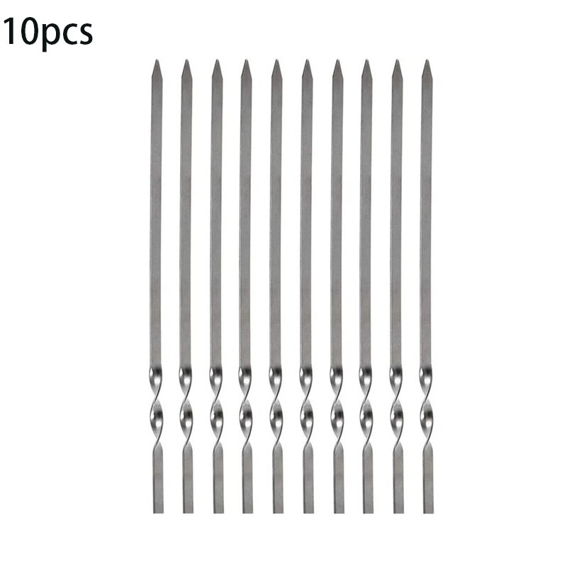 Brochettes de Barbecue réutilisables avec Tube de rangement, en acier inoxydable, accessoires de cuisine d&#39;extérieur: 10pcs