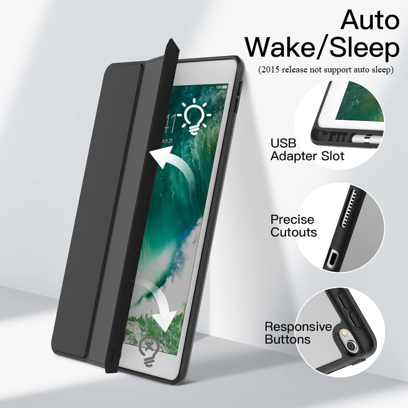 With Pencil Holder Case For iPad Pro 12.9 1st/2nd Generation Model A1584/A1652/A1670/A1671/A1821 Cover Slim Stand Capa
