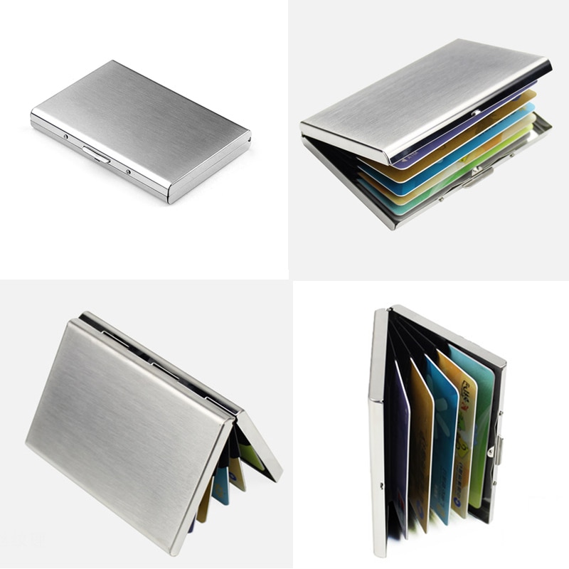 Stainless Steel Bank Credit Card Holder For Men Anti Protect Travel ID Cardholder Women Rfid Wallet Metal Case Porte Carte