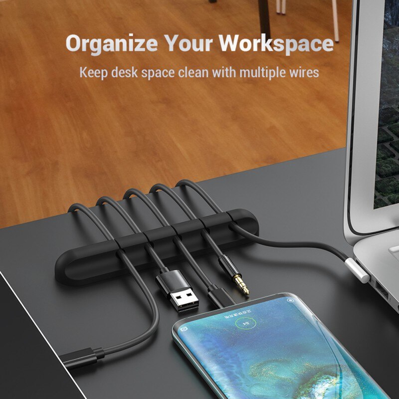 câble organisateur Silicone USB câble enrouleur bureau bien rangé gestion Clips support de câble pour souris casque fil pratique