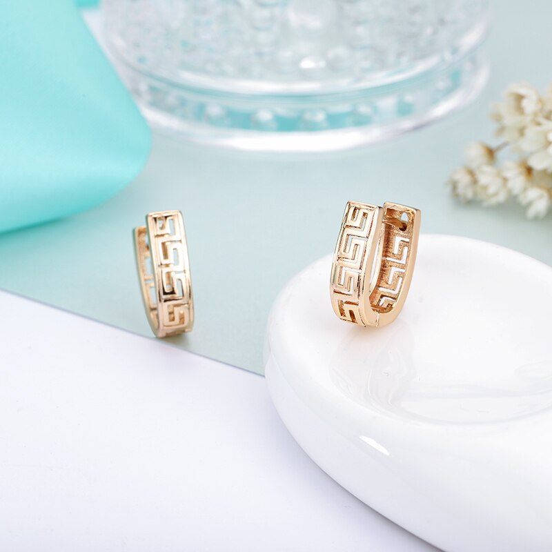 Einfache Gold Silber Farbe Zucht Ohrringe für Frauen Aushöhlen Metall Kupfer Geometrische Ohrringe Kleine Ohrringe