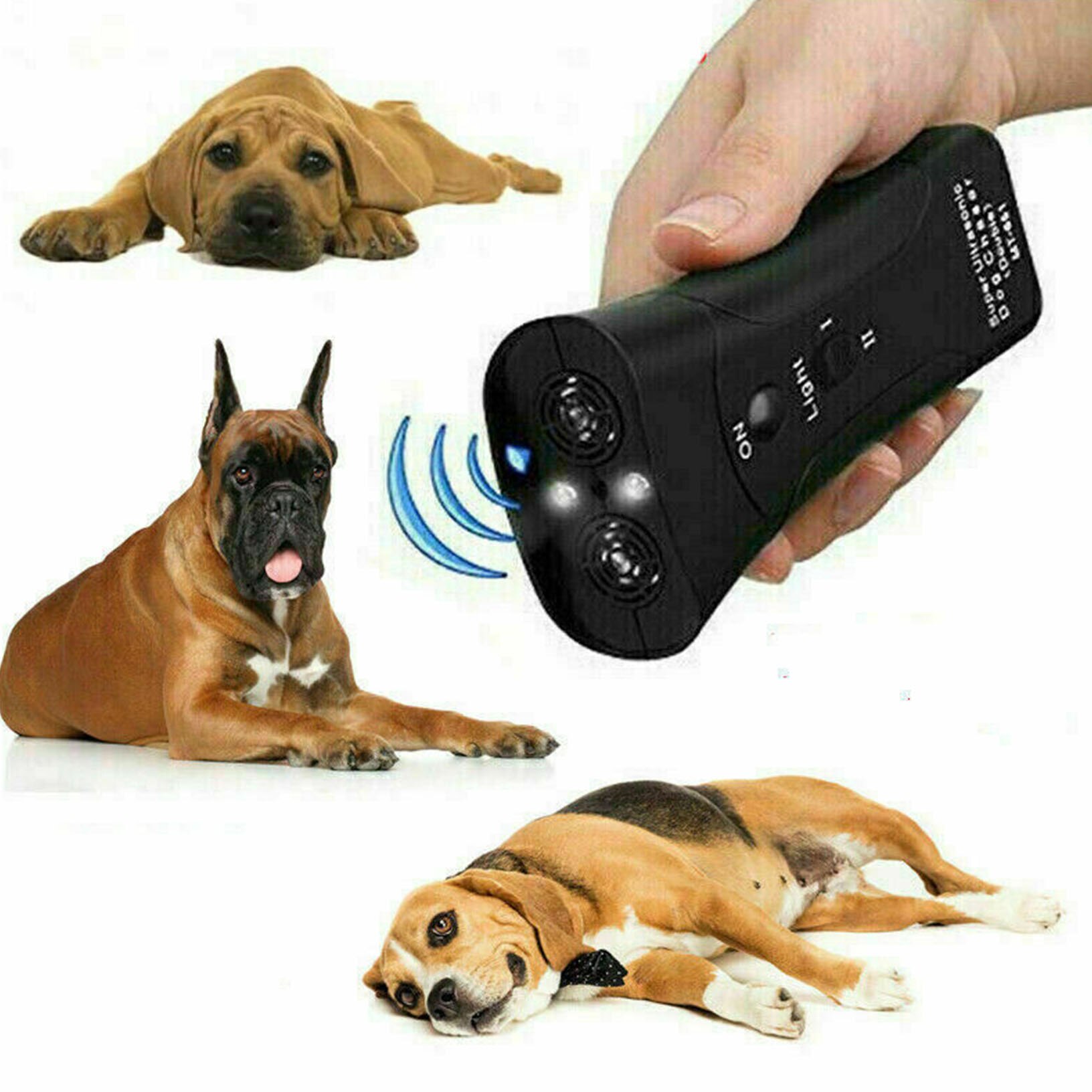 Ultrasonic Anti Dog Barking Pet Trainer LED Light Gentle Chaser Style