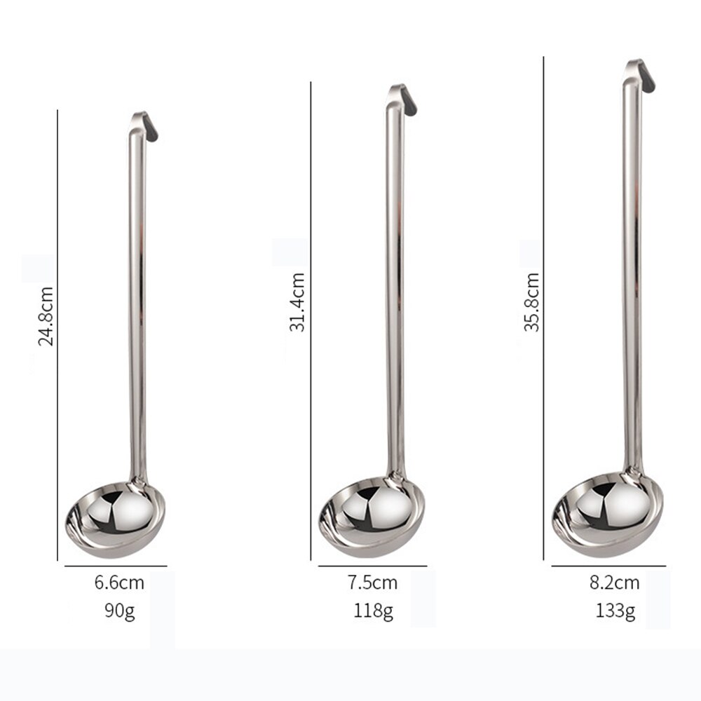Stainless Steel Long Handle Soup Spoon With Hanging Hook Home Cooking Pot Spoon Metering Spoon Ounce Spoon