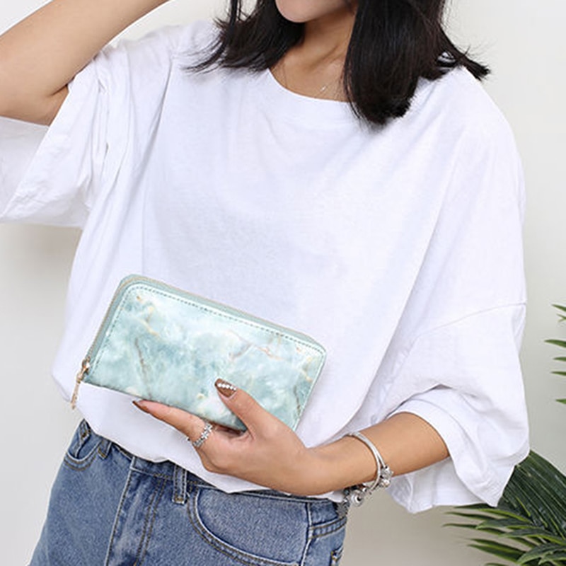 Bolsos de mano de con piedra de mármol, novedad, estampado clásico de poliéster Pu para mujer, solapa de día con cremallera, versátil, , pequeño
